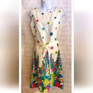 Vtg.Mint '60s Beeline Cotton Mod Print Dress sz.Vtg 12/Modern 6 Union Label USA